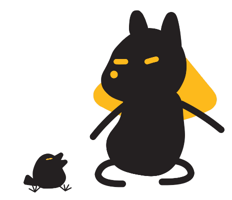 Nubi sitting with the little bird sidekick